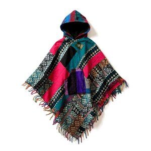 Patchwork Hooded Poncho – Women’s Size Large